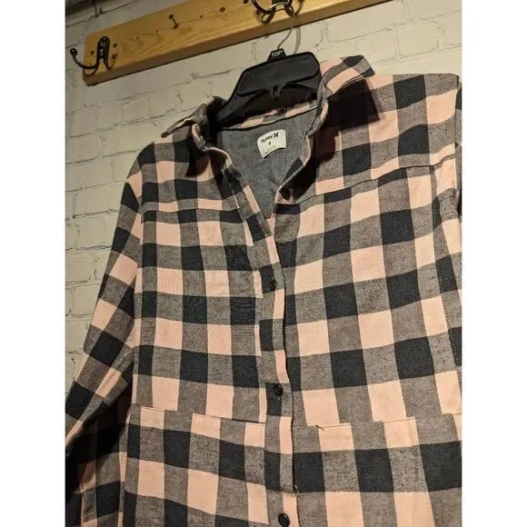 Hurley button down plaid flannel shirt medium - Picture 3 of 5